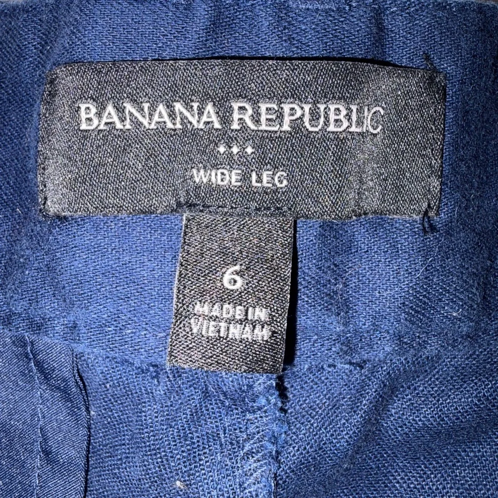 Banana Republic Navy Wide-Leg Women's Linen Blend Pleated Trousers